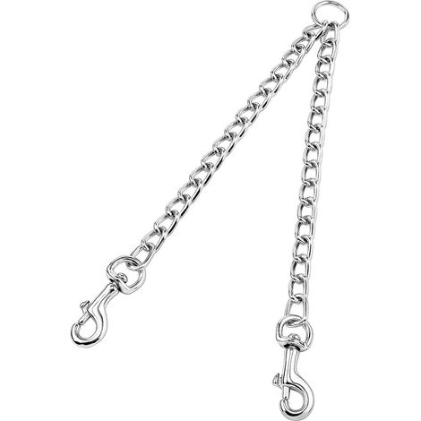 laisse Double Chien (s-3.0mm50cm) Chane En Acier Double Chien Chane Chrome 2 Voies Mtal Chrom 2 Chiens Laisse De Scurit Pour Entranement (1/5)