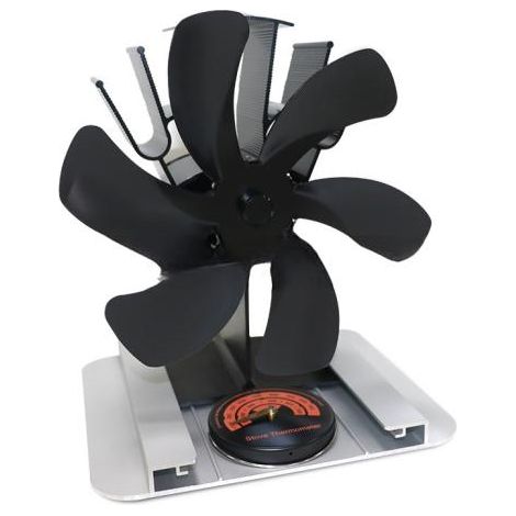 Ventilateur Poele à Bois 6 Pales avec thermomètre et panneau d'isolation thermique, Silencieux Ventilateur de Cheminée Alimenté Par la Chaleur (1/5)