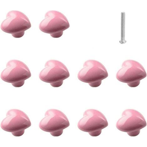 10er-Set Keramik-Schubladengriffe in Herzform – Rosa, Küchenmöbelknöpfe für Schrank, Kleiderschrank (1/4)