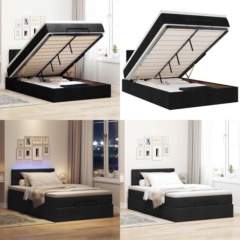 vidaXL Ottoman-Bett mit Matratze & LEDs Schwarz 120x200 cm Stoff (1/5)
