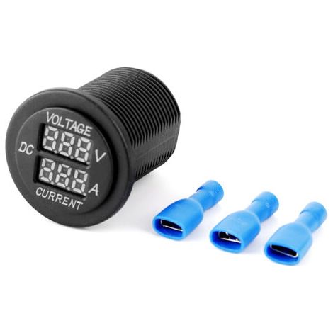 Digitales LED-Voltmeter/Amperemeter mit runder Anzeige – Strommesser für Auto, Boot, Motorrad (1/4)
