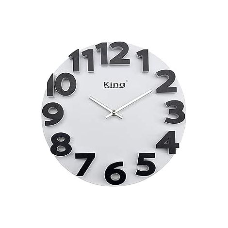 King Home OROLOGIO 3D DA PARETE in plastica 30x4 cm bianco con cifre nere (1/4)