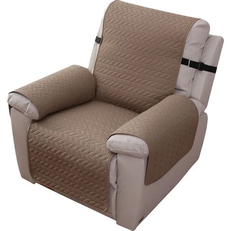 Housse de protection matelassée 100 % imperméable pour fauteuil inclinable, canapé ou fauteuil, marron