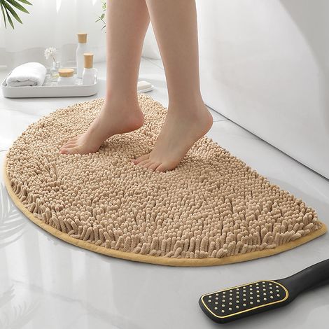 Tappetino da bagno in microfibra a pelo medio, antiscivolo, super assorbente, ad asciugatura rapida, morbido, soffice e lavabile in lavatrice, tappetino decorativo semicircolare 40X60CM
