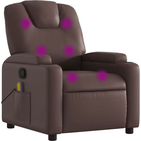 fauteuil de massage inclinable en similicuir marron (1/5)