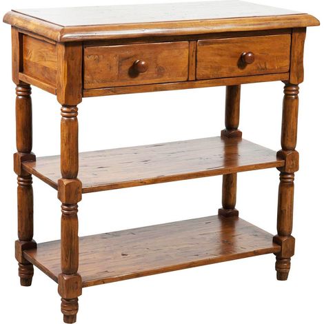 Country -style solid lime wood, walnut finish W80xDP38xH80 cm sized coffee table. Made in Italy (1/5)