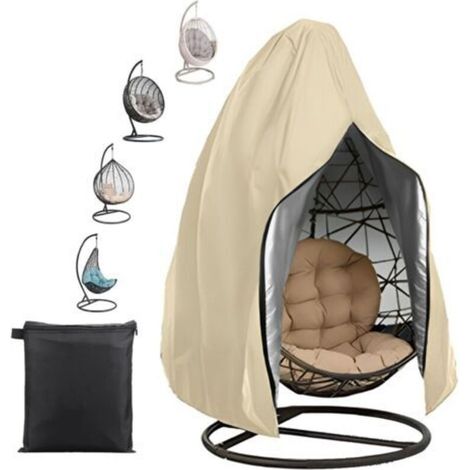 Housse de Chaise Suspendue Oeuf Suspendu Exterieur Jardin Bache de Protection 210D Oxford-Tissu Imperméable Anti-UV Housse de Protection Fauteuil Suspendu pour Patio (Beige,115x190cm) (1/5)