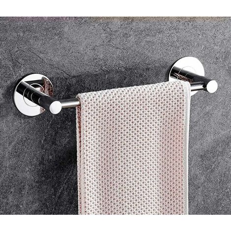 royaluxe- Porte-serviettes en acier inoxydable, crochet mural/sans perçage/auto-adhésif/un coup/pour/salle de bain/cuisine/balcon/bureau/porte-serviettes-30 cm (1/3)
