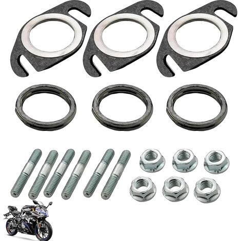 Kit de Joints d'échappement pour Scooter Yamaha et 2T 50cc - 6 Joints, 6 boulons et 6 écrous, Haute Performance, réduction du Bruit et Facile à Installer (1/5)