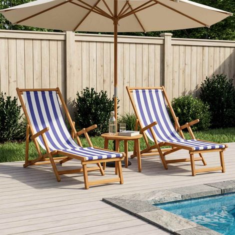 vidaXL Tumbona plegable 2 pcs 3 Posición Madera de Eucalipto Maciza (1/5)