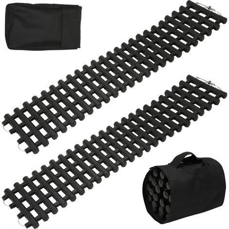SWANEW 2X tavole di trazione (100 CM) con materiale TPR, tavole di recupero per veicoli fuoristrada/autovetture/pickup/SUV/motorhome, coppia di tappetini di trazione per pneumatici, borse di stoccaggi (1/5)