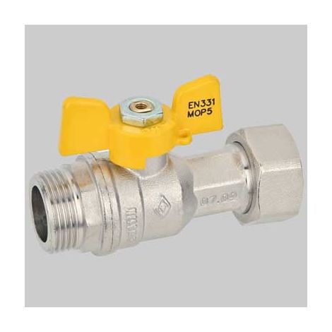 VALVOLA SFERA GAS M/F DADO GIREVOLE FARFALLA ALLUMINIO  1/2 x 3/4     BUGATTI