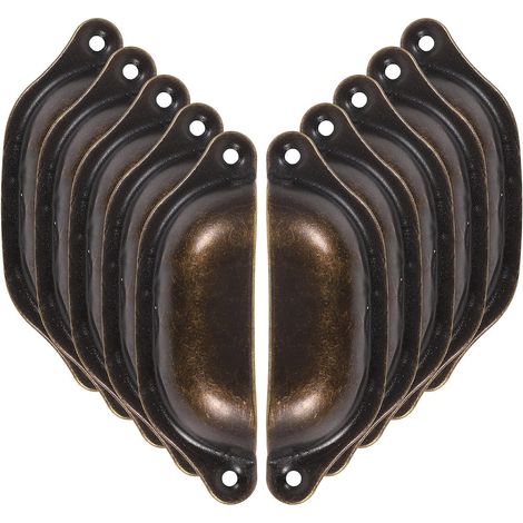 10 Pièces Poignée Coquille Vintage en Fer pour Tiroir et Meuble, Remplacement Facile, Dimensions 96x30 Mm, Cuisine ou Armoire Rétro (1/5)