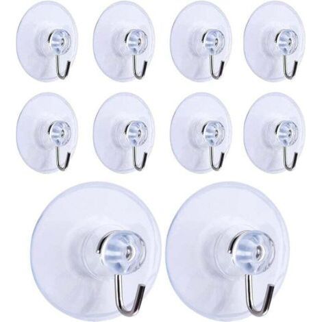 10 Pcs Crochets à Ventouse, Amovible Transparent Ventouse Ventouse Crochets Muraux Cintre pour Salle De Bains Cuisine Serviette De Douche Crochets Muraux Cintres Accessoires (45mm) (1/5)