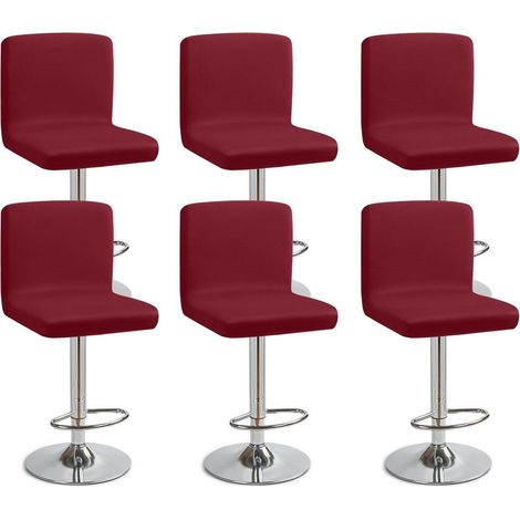 Barhockerbezüge 6er Set, Stretch Hussen für Bar & Esszimmer, Weinrot (1/5)