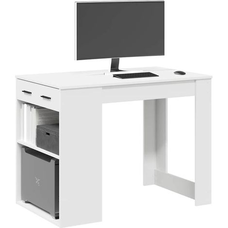 Schreibtisch mit Schubladen und Ablage Weiß 102x62x77,5 cm