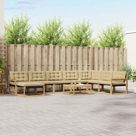 vidaXL Outdoor-Sofagarnitur 9 pcs Weiß und Beige Massivholz Akazie (1/5)