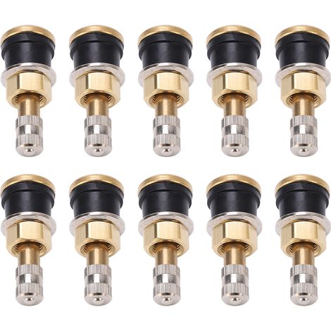 Tige de valve TR501 en laiton, lot de 10, haute résistance, sans chambre à air, pour camion, trou de 0,625 pouce, robuste et durable (1/5)