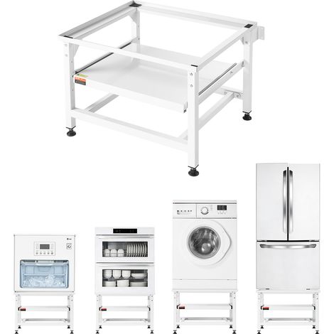 VEVOR Piedistallo per Lavatrice Asciugatrice Altezza 410 mm Carico max. 318 kg con Vassoio Estraibile Piedini Antiscivolo, Base Universale per Lavatrice Asciugatrice in Acciaio Laminato a Freddo SPCC