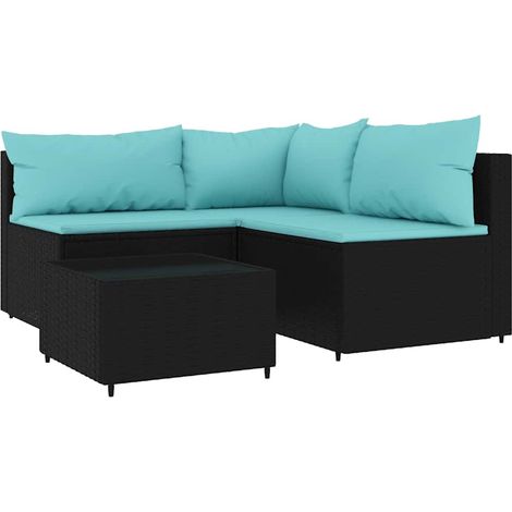 Maison Exclusive - 4-tlg. Garten-Lounge-Set mit Kissen Schwarz Po
