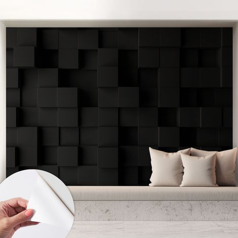 Papier peint autocollant décoratif à motifs pour salon chambre et bureau Tapete adhésif pour décoration Cubes en trois dimensions 208x146 cm (1/5)