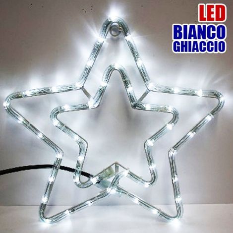 Double étoile De Noël Lumineuse 50 Led Blanc Froid Utilisation Intérieure/extérieure