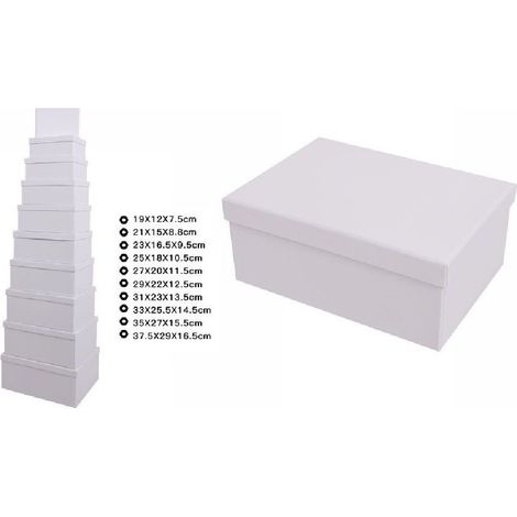 Trade Shop - SET 10 PEZZI SCATOLA BOX FÜR REGALI VARIA MISURE MATRIOSKA BIANCHE 69288 -