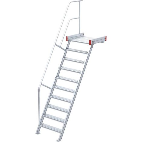 Euroline 511 Podesttreppe 60° 800mm Stufenbreite 10 Stufen Alu gerieft