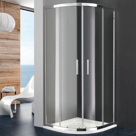 Mampara PRESTIGE semicircular cristales templados de 8/6 mm de 80x80 - Radio Standard - Rango del lado 76,5-79 (1/4)