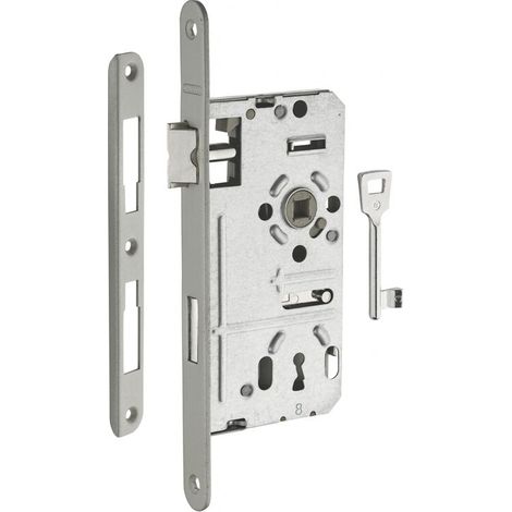 Serrure encastrable Alsace à clé pour porte de chambre – Axe 55mm – Acier verni – Installation droite – 1 clé fournie (1/4)