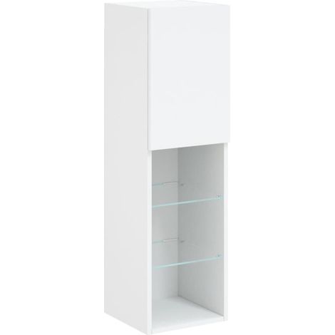 Porta TV multimediale scaffale per televisione televisione buffet sala da pranzo soggiorno camera da letto con luci a LED 30,5 x 30 x 102 cm bianco 020026584