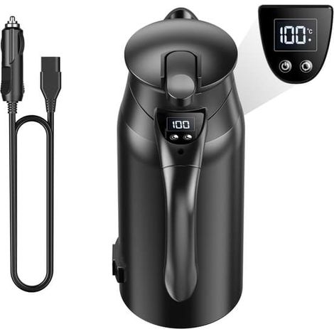 Bouilloire de voiture portable 12V/24V, tasse chauffante, affichage intelligent de la température par LED, électrique de voyage [Ho] (1/5)