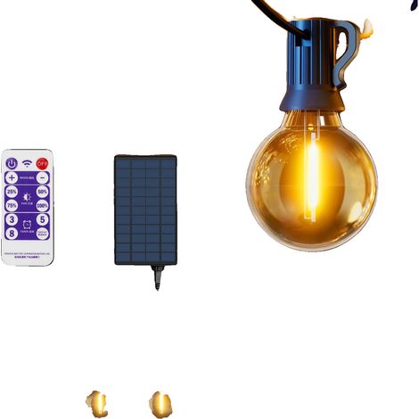 Guirlandes lumineuses LED, alimentées par énergie solaire, modes dimmables, 12m 30leds, 0-5W (1/2)