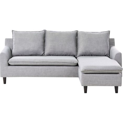 Ecksofa 3-Sitzer ELVENES Stoff Hellgrau linksseitig