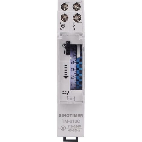 Minuterie mécanique à quartz 110-250 V 16 A, relais programmable sur rail DIN 24 h, intervalle de 15 minutes, interrupteur de temps, instruments de mesure (1/4)