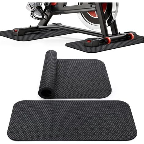 Set of 2 Fitness Floor Protection Mats, Double Sided Silicone Running Sports Mat, Anti-Noise Vibration, Thick Underfloor Mats for Elliptical 30 x 63.5 cm (1/5)