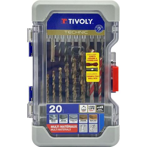 Tivoly • Mallette Ranger 20pcs Mixte Perçage Métal/Bois/Béton/Carrelage/Ceram