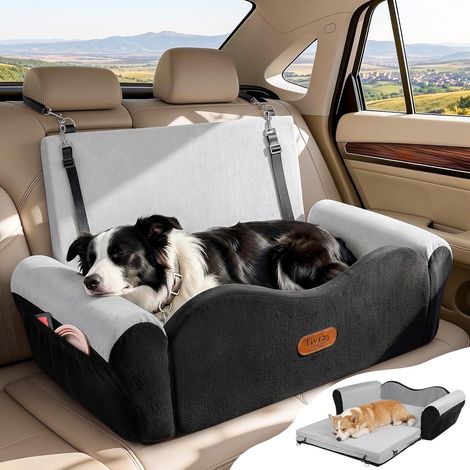 Siège Auto Surélevé pour Grand Chien jusqu'à 27 kg, Noir + Gris (1/5)