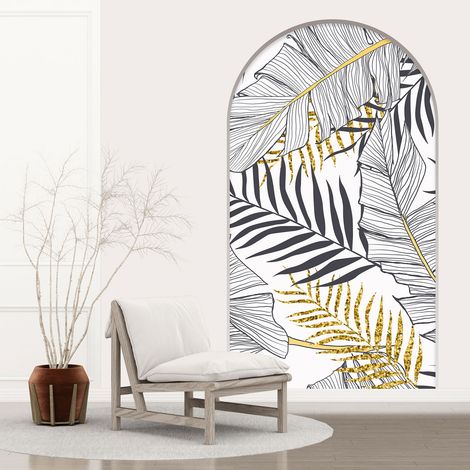 Stickers Trompe l'oeil Arche - Voute - Feuilles Tropicales - 60 x 105 cm (1/5)