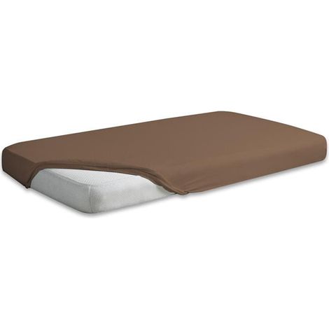 Lenzuolo con angoli in jersey di alta qualità 130x190, 140x200x20, marrone18, opaco