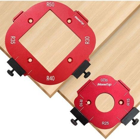 pair 2 Pièces Gabarit de Défonceuse en Aluminium R10-R50, 8 en 1 Gabarit Defonceuse a Bois, Outil Auxiliaire de Coupe à L'arc, Gabarit de Défonceuse Idéal pour Menuisiers et DIY (1/4)