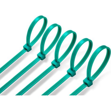 Bridas verdes para cables, 200x3,6 mm - 100 unidades, adecuadas para jardines y organización de cables. (1/5)