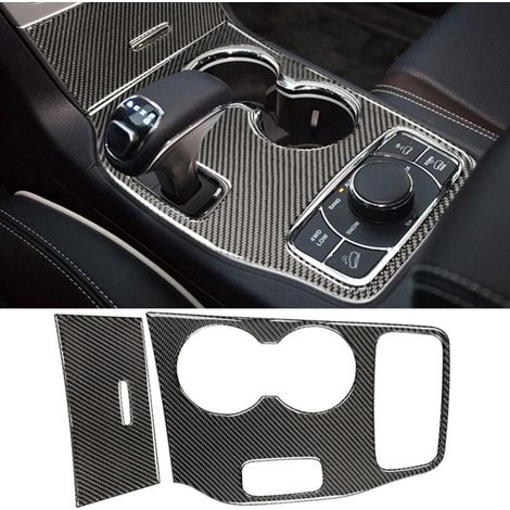 Black Real Carbon Fiber Center Console Lid Cover Trim Fit For Jeep Grand Cherokee 2014-2015 Interior Accessories MUMU (1/4)