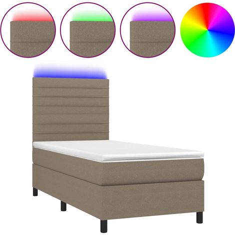 Maison Exclusive - Letto a Molle con Materasso e LED Tortora 90x190 cm in Tessuto