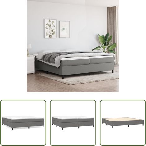 Matelas - Cadre de lit à lattes gris foncé 200x200 cm tissu (1/5)
