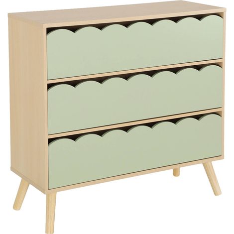 sweeek - Kinderkommode Holzlook 3 Schubladen