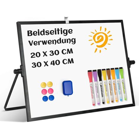 Le Tableau Blanc Magnétique 30x40cm Le Tableau Blanc Effacable sur Pied Enfant avec Cadre en Aluminium Noir à la maison, à l'école, et au bureau (1/5)