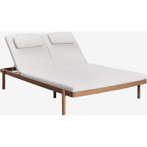 Tumbona doble reclinable en madera de acacia con cojín Aderyn SKLUM (1/5)