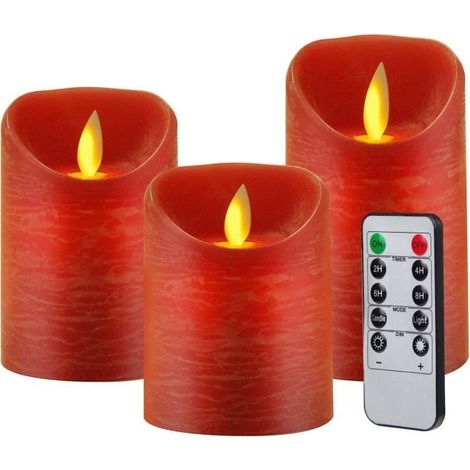 Bougie LED - Noname - 3 pcs - Rouge - Télécommande - Timer 2-4-6-8 heures (1/4)