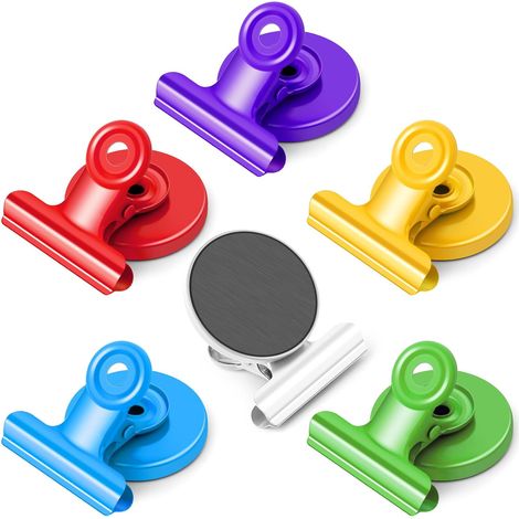 APEX Pinces magnétiques, lot de 6 - Colorées, robustes et polyvalentes pour tableaux blancs, réfrigérateurs, bureaux, salles de classe (1/5)